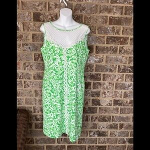 Jessica Howard Shift Dress Green Swirls Embroidered Size 10